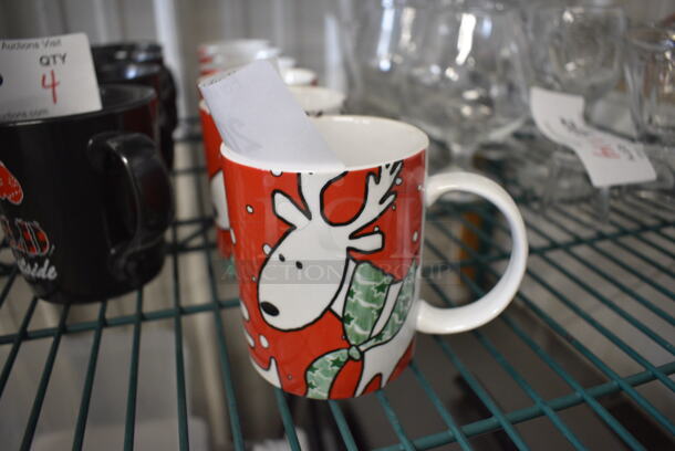 6 White Ceramic Reindeer Mugs. 5x3x4. 6 Times Your Bid!