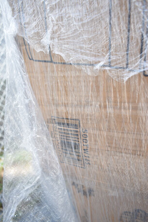 PALLET LOT of 20 BRAND NEW Boxes Including 347SLWG12A Visions 12 oz. Heavy Weight Clear Plastic Stemless Angled Wine Glass - 64/Case, 394365XL Noble Products Powder-Free Disposable Clear Vinyl Gloves for Foodservice - Extra Large - 1000/Case, 129MCR32B Choice 32 oz. Black Round Microwavable Heavy Weight Container with Lid 7 1/4" - 150/Case, 795PTOWHT1 Choice White Microwavable Folded Paper #1 Take-Out Container 4 3/8" x 3 1/2" x 2 1/2" - 450/Case, 126MF993B3C Ecopax 9" x 9" 3-Compartment Microwaveable Black Mineral-Filled Plastic Hinged Take-Out Container - 150/Case, 500CC16HW Choice Heavy Weight 16 oz. Clear Plastic Cold Cup - 1000/Case, Dart C53PST1 ClearSeal Hinged Lid Plastic Container 5 3/8" x 5 1/4" x 2 5/8" - 500/Case, 500TW16S Choice 16 oz. Translucent Thin Wall Squat Plastic Cold Cup - 1000/Case, 433NHT101 Choice 1/6 Standard Size White "Thank You" Standard-Duty Plastic T-Shirt Bag - 700/Case, 164VYCHAIRBK Lancaster Table & Seating Vineyard Series Smokey Black Outdoor Cross Back Chair, 127CH08F Choice 8 oz. Clear RPET Tall Hinged Deli Container - 200/Case, 5002CPTE Lavex 2-Ply White Center Pull Economy Paper Towel Roll, 500 Sheets / Roll - 6/Case, 394365M Noble Products Powder-Free Disposable Clear Vinyl Gloves for Foodservice - Medium - 1000/Case. 20 Times Your Bid!  - Image 11 of 12