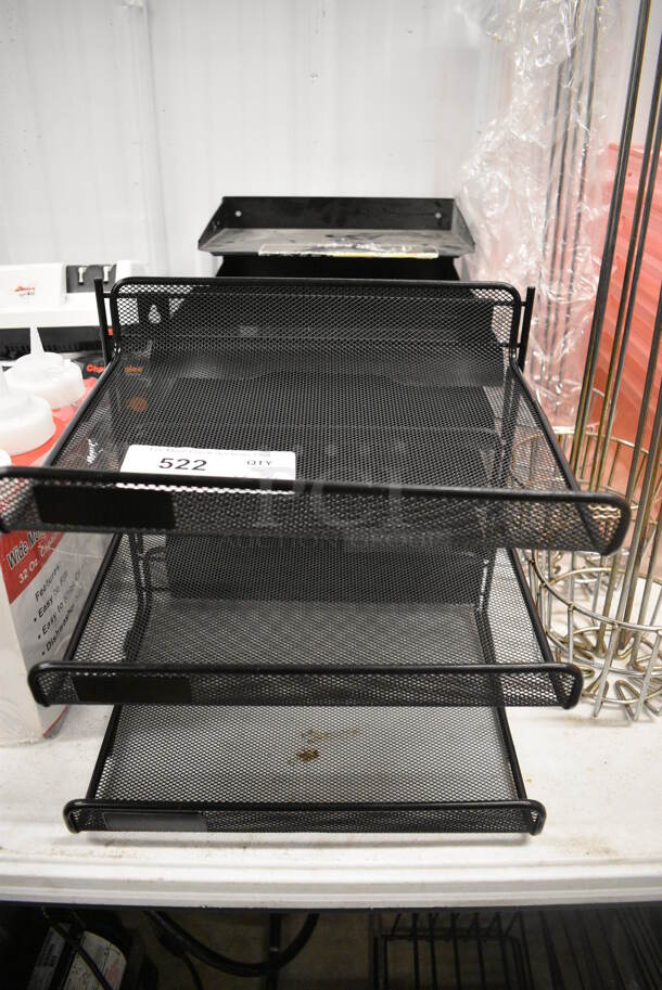 ALL ONE MONEY! Lot of 3 Black Metal Countertop Paper Racks! Includes 13x11x12.5
