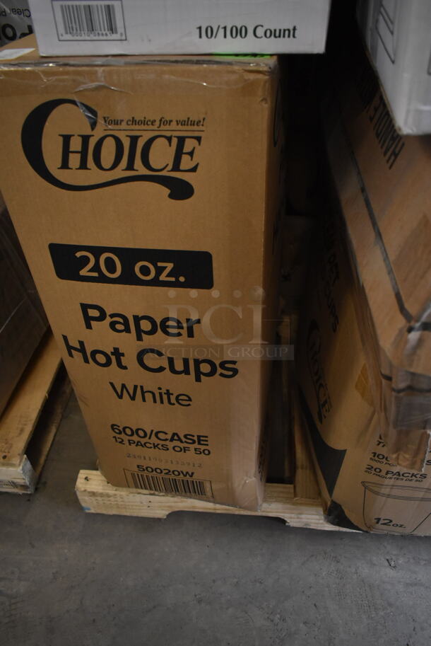 PALLET LOT of 30 BRAND NEW Boxes Including 50012C 12 oz. Coffee Print Poly Paper Hot Cup, 347SP10WH Visions Florence 10" Square White Plastic Plate - 120/Case, 394365XL Noble X Large Gloves, 50020W Choice 20 oz. White Poly Paper Hot Cup - 600/Case, 500CC12 Choice Clear PET Customizable Plastic Cold Cup - 12 oz. - 1000/Case, 500TW5 Choice 5 oz. Translucent Thin Wall Plastic Cold Cup - 2500/Case, 130BKFSNH Visions Heavy Weight Black Wrapped Plastic Cutlery Pack with Napkin - 500/Case, 130ROLLKFSSC Visions 18" x 15 1/2" Pre-Rolled Linen-Feel White Napkin and Classic Heavy Weight Silver Plastic Cutlery Set - 100/Case, 394385XL X Large Powder-Free Disposable Latex Gloves, 395L1020BGS Choice Hot Cup Lids, 130SERVSP8BK Choice 8 1/2" Black Disposable Plastic Serving Spoon - 72/Case, 130BFORK Choice Medium Weight Black Plastic Fork - 1000/Case, 612605070HD Full Size Heavy-Duty Foil Steam Table Pan Deep 3 3/8" Depth, 395TO661 Heavy duty foil steam table pans, Choice Portion Cup Lids, 1002218-EO Shopping Bags, 795PTOKFT8 Choice Kraft Microwavable Folded Paper #8 Take-Out Container 6" x 4 5/8" x 2 1/2" - 300/Case, 130ROLLKFSCL Compostable Sugarcane / Bagasse Take-Out Container, 500LFLATPLA Plastic Lid With Straw Slot, 433BR1852SACK Paper Barrel Sack, 500CC32 Choice HD 32 oz. Tall Heavy Weight Clear PET Plastic Cold Cup - 300/Case, 4339BULK Choice 9" White Uncoated Paper Plate - 1000/Case, 999SP10CL Visions 10" Square Plates. 30 Times Your Bid! - Image 4 of 12