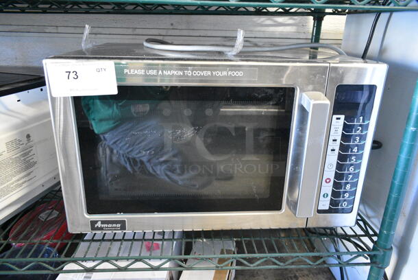 2022 Amana RCS10TS Stainless Steel Commercial Countertop Microwave Oven. 120 Volts, 1 Phase.  - Image 1 of 5