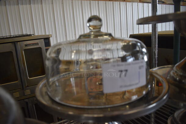 Metal Cake Stand w/ Glass Dome Lid. 13x13x11.5 - Image 3 of 3