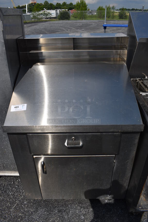 Stainless Steel Commercial Unit w/ Drawer, Door and Over Shelf on Commercial Casters. 33x30.5x51.5