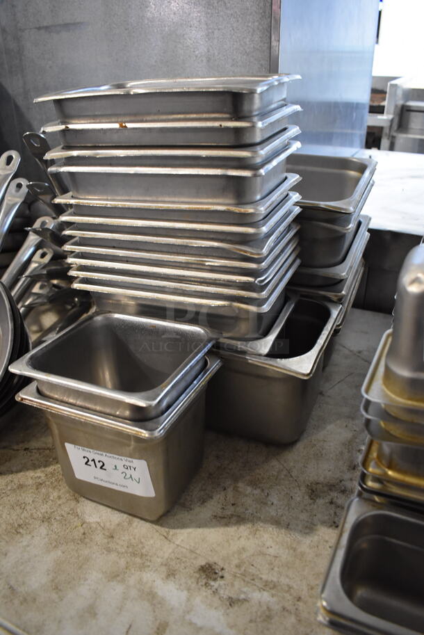 ALL ONE MONEY! Lot of 21 Various Stainless Steel Drop In Bins. 1/6x6, 1/3x6, 1/4x6, 1/2x4 - Image 3 of 5