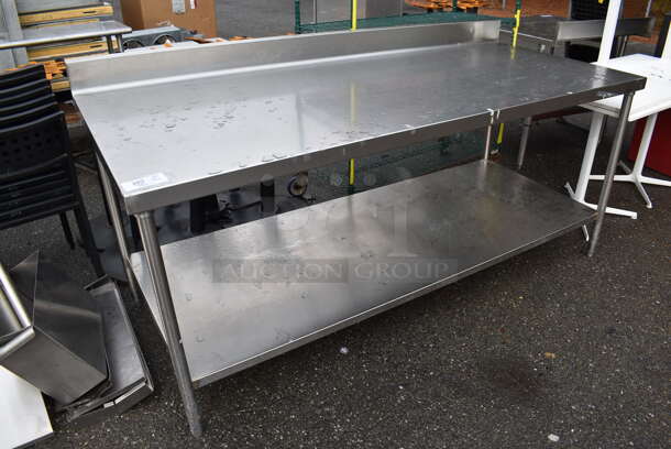 Stainless Steel Table w/ Back Splash and Under Shelf. 84x36x41 - Image 1 of 5