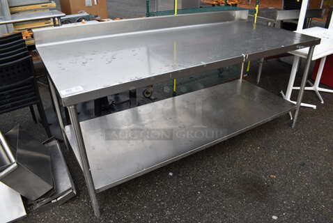Stainless Steel Table w/ Back Splash and Under Shelf. 84x36x41
