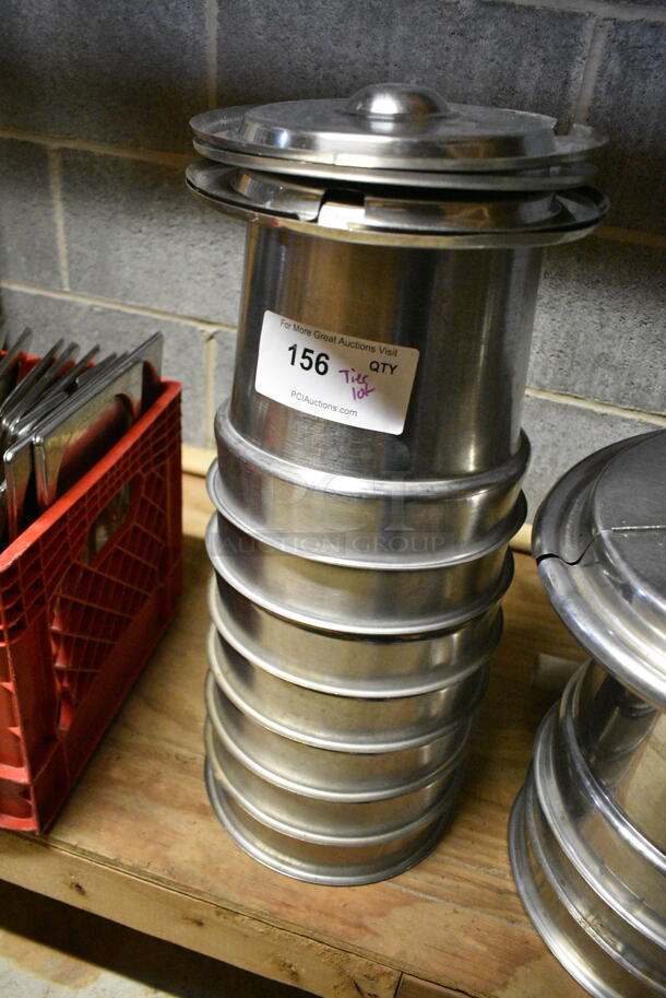 ALL ONE MONEY! Lot of Various Items Including Stainless Steel Cylindrical Drop In Bins, Stainless Steel Drop In Bin Lids, Metal Stock Pot. (basement)  - Image 5 of 7