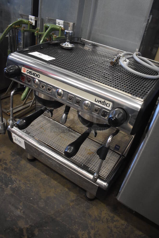Undici Casadio Stainless Steel Commercial Countertop 2 Group Espresso Machine w/ 2 Portafilters and 2 Steam Wands. 208 Volts, 1 Phase. 21x22x24 - Image 4 of 6