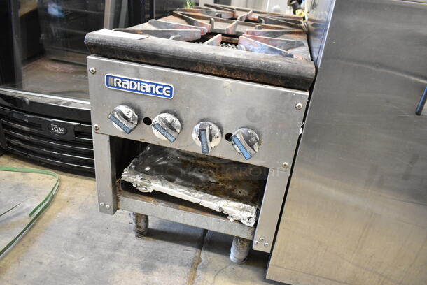 Radiance Stainless Steel Commercial Countertop Natural Gas Powered 2 Burner Range.  - Image 1 of 5