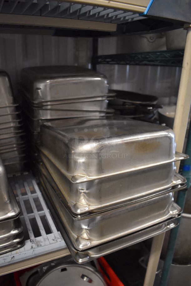 ALL ONE MONEY! Tier Lot of 61 Various Stainless Steel Drop In Bins and Lids. Includes 1/3x6, 1/4x6, 1/3x2, 1/2x2 - Image 5 of 6