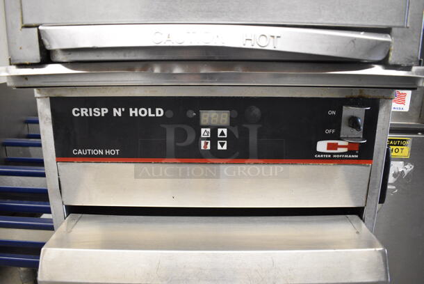 Carter Hoffmann Stainless Steel Crisp N Hold Dumping Station w/ Lower Warming Unit and Fry Scoop on Commercial Casters. Warming Drawer: 120 Volts, 1 Phase. Dumping Station: 208 Volts, 1 Phase. 19.5x34x48.5. Warming Unit Is Tested and Working! - Image 6 of 8