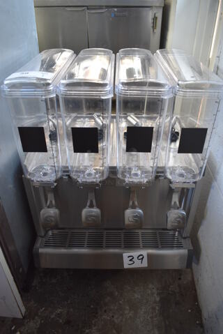 2018 Crathco CS-4E/2D/3D-16 Stainless Steel Commercial Countertop 4 Hopper Refrigerated Beverage Machine. 120 Volts, 1 Phase. 20.5x18.5x27. Tested and Working!