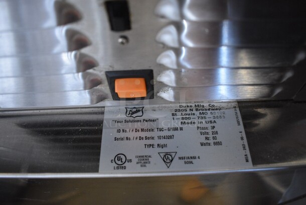 2014 Duke Model TSC-6/18M Stainless Steel Commercial Oven Proofer on Commercial Casters. 208 Volts, 3 Phase. 37x31x77.5. - Image 7 of 7