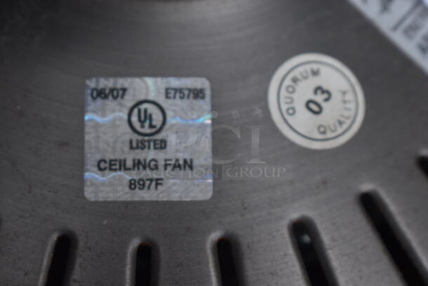 Metal Ceiling Mount Fan w/ 5 Wood Pattern Blades. Base 16x16x12 - Image 4 of 6