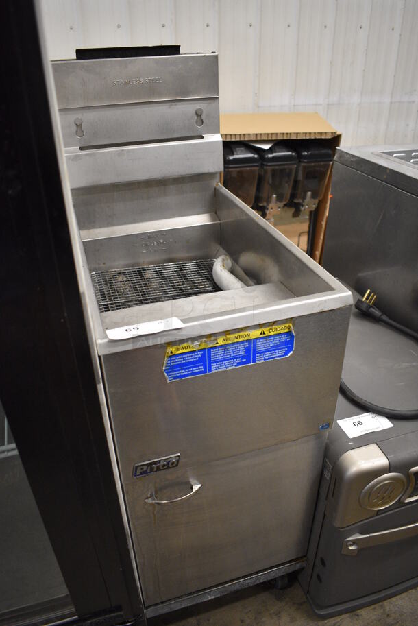 Pitco Frialator Stainless Steel Commercial Floor Style Natural Gas Powered Deep Fat Fryer on Commercial Casters. 90,000 BTU. 15.5x30x48 - Image 3 of 6