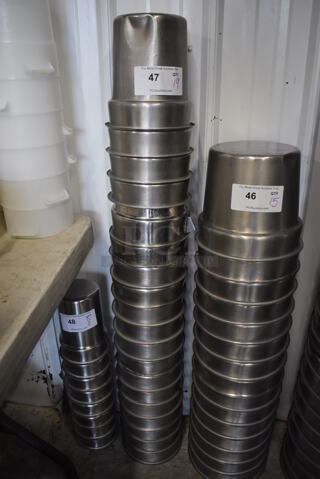 ALL ONE MONEY! Lot of 19 Stainless Steel Cylindrical Drop In Bins. 7.5x7.5x8