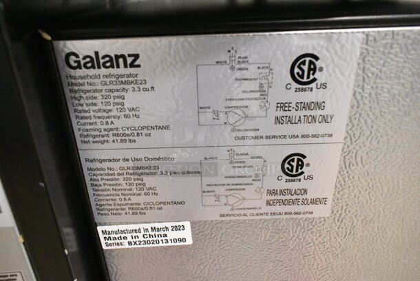 Galanz GLR33MBKE23 Metal Mini Cooler. 115 Volts, 1 Phase. Tested and Working! - Image 5 of 5