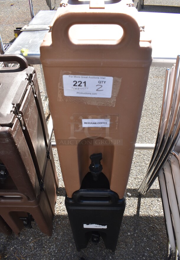 2 Cambro 500LCD Poly Insulated Beverage Holder Dispensers; Tan and Black. 9x16.5x24. 2 Times Your Bid!