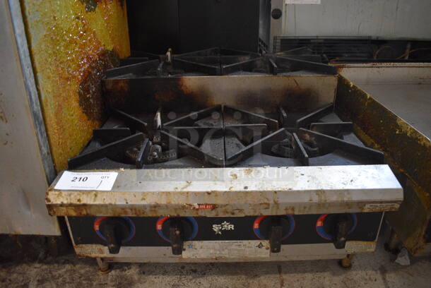 Star Stainless Steel Commercial Countertop Natural Gas Powered 4 Burner Range. 24.5x27.5x16