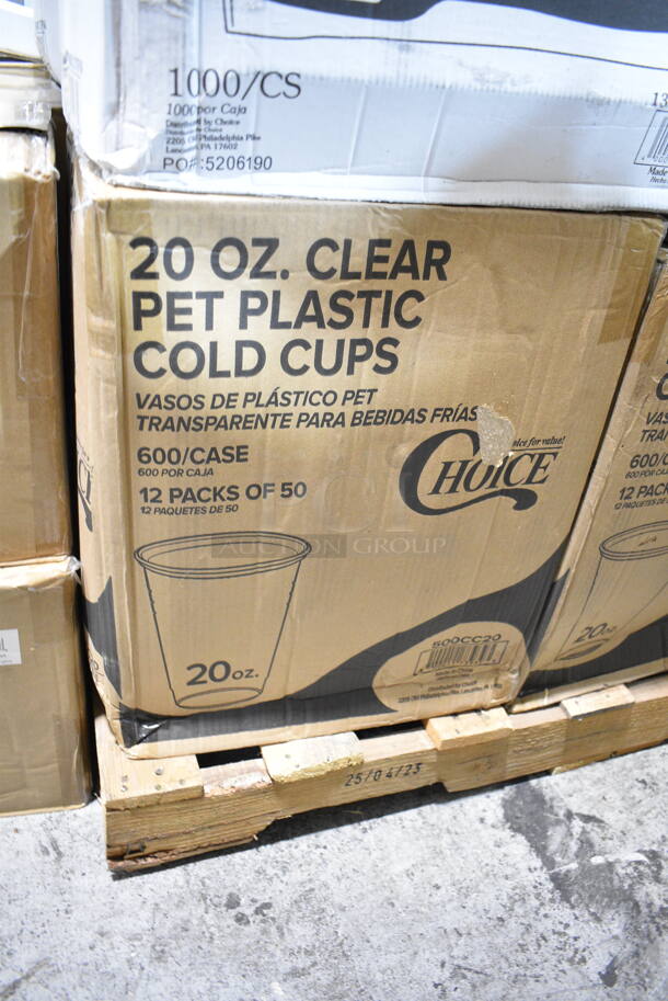 PALLET LOT of 26 BRAND NEW Boxes Including 61260507 Choice Full Size Foil Steam Table Pan Deep 3 3/8" Depth - Full Size Deep - 50/Case, 500TW12 Choice 12 oz. Translucent Thin Wall Plastic Cold Cup - 1000/Case, 760SOUP8WPA Choice 8 oz. White Double Poly-Coated Paper Food Cup with Vented Paper Lid - 250/Case, 7 Box 130HBKCUTFW Visions Individually Wrapped Black Heavy Weight Plastic Fork - 1000/Case, 2 Box 500CC20 Choice Clear PET Customizable Plastic Cold Cup - 20 oz. - 600/Case, Dart Y16T Conex Galaxy 16 oz. Translucent Tall Plastic Cold Cup - 1000/Case, 2 Box 612527L Choice 7" Round Foil-Laminated Board Lid - 500/Case, Dart 85HT1R 8" x 8" x 3" White Foam Square Take Out Container with Perforated Hinged Lid - 200/Case. 26 Times Your Bid! - Image 5 of 12