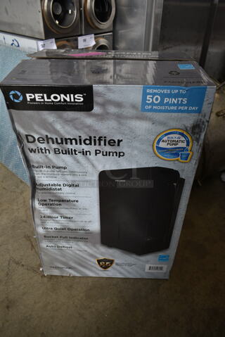IN ORIGINAL BOX! Pelonis PAD50P1ABL ENERGY STAR 50 Pint Dehumidifier. 115 Volts, 1 Phase.