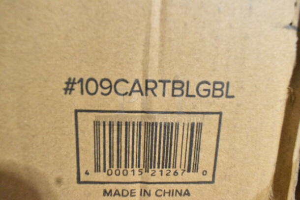 2 BRAND NEW SCRATCH AND DENT! Choice 109CARTBLGBL Blue Utility / Bussing Cart with Three Shelves - 42" x 20". May Be Missing Pieces. 2 Times Your Bid!  - Image 4 of 4