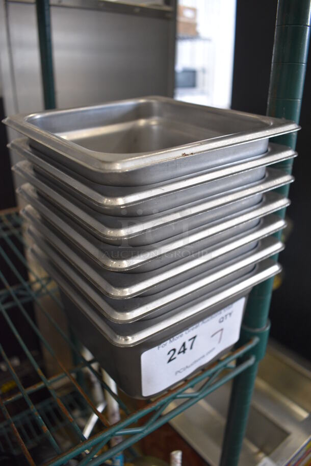 7 Stainless Steel 1/6 Size Drop In Bins. 1/6x4. 7 Times Your Bid! - Image 2 of 3