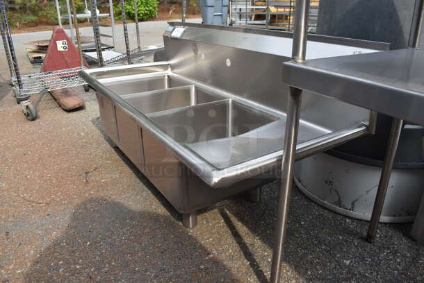 BRAND NEW SCRATCH AND DENT! KoolMore SC1211610-12R3 Triple Bowl Stainless Steel Flush Mount Kitchen Sink With Right Side Drain Board. - Image 3 of 4