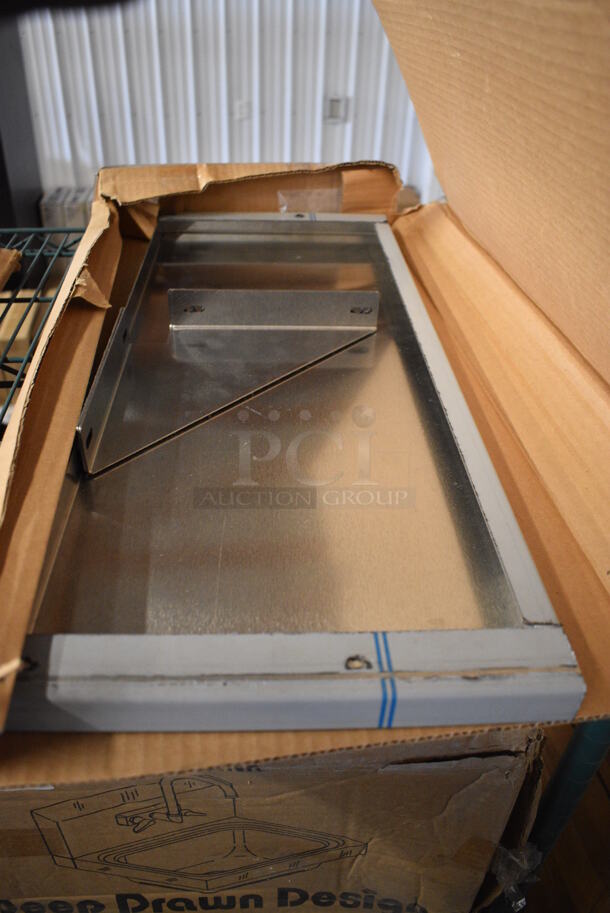 BRAND NEW IN BOX! Stainless Steel Shelf w/ Brackets. 25.5x10x2. - Image 1 of 3