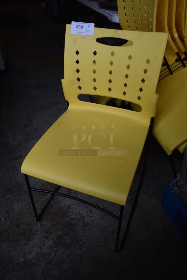 4 Yellow Poly Chairs on Metal Legs. Stock Picture - Cosmetic Condition May Vary. 17x19x33. 4 Times Your Bid! - Image 2 of 5