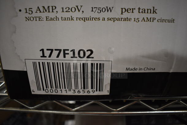 IN ORIGINAL BOX! Avantco 177F102 Stainless Steel Commercial Countertop Electric Powered 2 Bay Fryer w/ 2 Metal Baskets and 2 Lids. 23x16x12 - Image 5 of 6