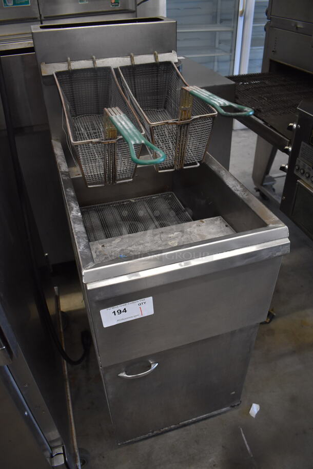 Pitco Frialator Stainless Steel Commercial Floor Style Natural Gas Powered Deep Fat Fryer. 110,000 BTU. 15.5x30x46 - Image 3 of 7