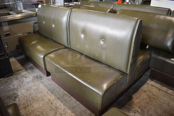 8 Green Double Sided Booth Seats w/ 7 Extra Cushions. 44x48x42. 8 Times Your Bid!