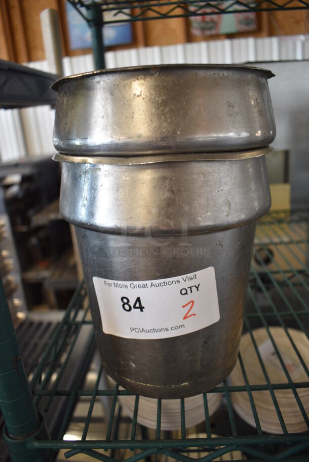 2 Stainless Steel Cylindrical Drop In Bins. 7x7x8. 2 Times Your Bid!