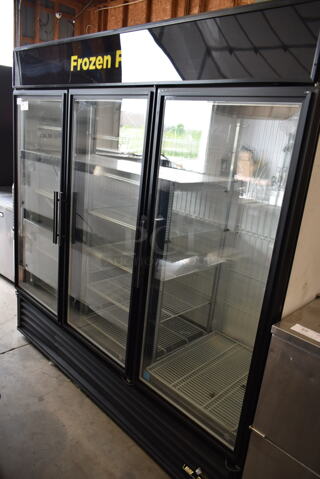 True GDM-72F-LD ENERGY STAR Metal Commercial 3 Door Reach In Freezer Merchandiser w/ Poly Coated Racks. 115/208-230 Volts, 1 Phase. 