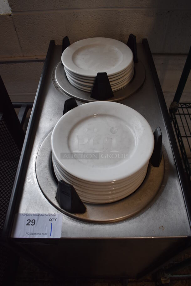 APW Wyott ML2-9-5P Stainless Steel Commercial 2 Well Plate Dispenser w/ Plates on Commercial Casters. 15.5x31x41 - Image 4 of 5