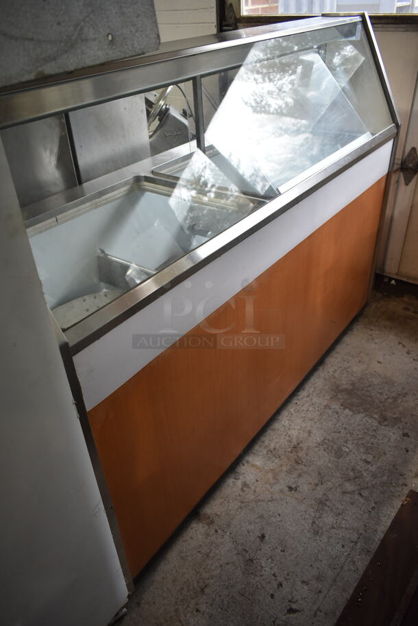 Metal Commercial Floor Style Ice Cream Dipping Cabinet w/ Metal Ice Cream Tub Collars. Tested and Does Not Power On - Item #1116886