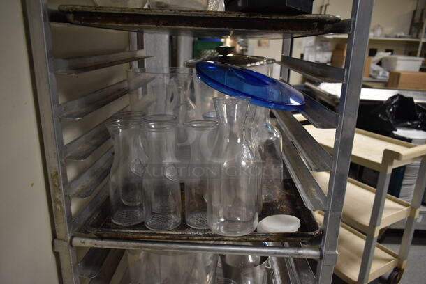 Metal Commercial Pan Transport Rack w/ Contents on Commercial Casters. (dish room) - Image 4 of 6