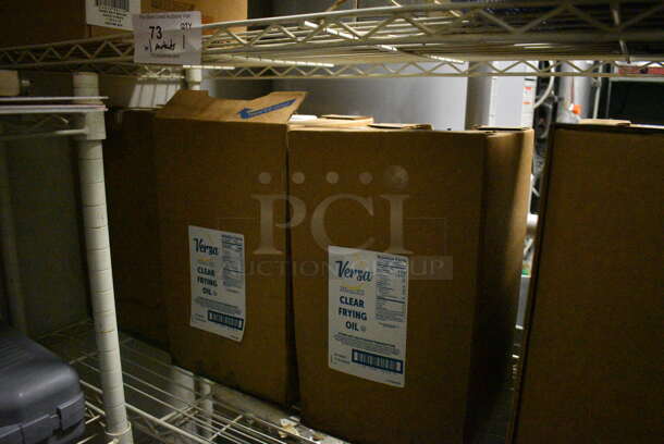 White Finish 5 Tier Wire Shelving Unit w/ Contents Including Metal Pans, Sealing Napkin Strips, Frying Oil and Canon Printer. BUYER MUST REMOVE. BUYER MUST DISMANTLE. PCI CANNOT DISMANTLE FOR SHIPPING. PLEASE CONSIDER FREIGHT CHARGES. 48x18x74. (kitchen) - Image 5 of 7