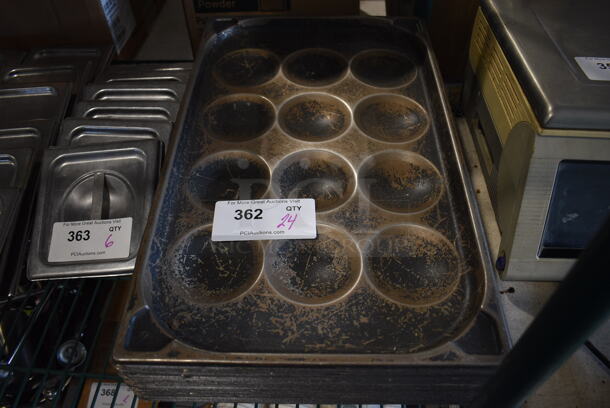 24 Metal 12 Cup Full Size Drop In Bin Baking Pans. 13x21x1. 24 Times Your Bid! - Image 1 of 3