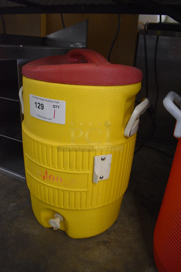 Igloo Yellow and Red Poly Portable Water Cooler. 15x15x21 - Image 2 of 3