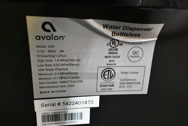 LIKE NEW! Avalon A25 Self Cleaning Bottleless Water Cooler Dispenser. 115 Volts, 1 Phase. Tested and Working! - Image 6 of 6