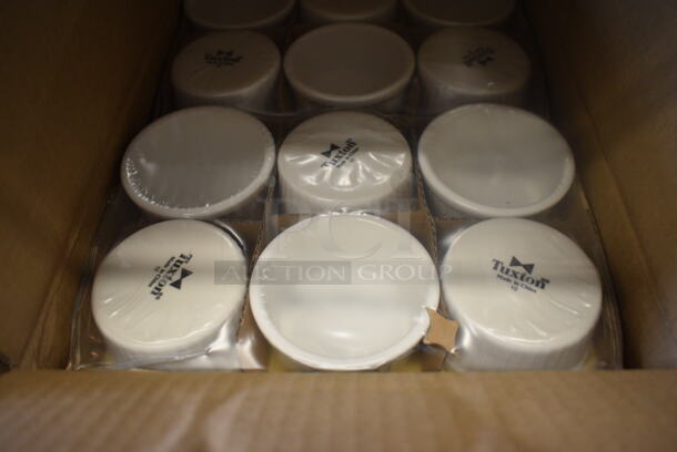 48 BRAND NEW IN BOX! Tuxton BWX-0452 White Ceramic Ramekins. 3.5x3.5x2. 48 Times Your Bid!