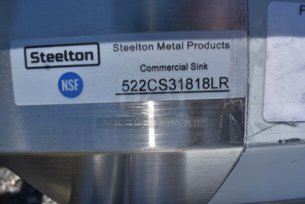 BRAND NEW SCRATCH AND DENT! Steelton Stainless Steel Commercial 3 Compartment Sink w/ Left and Right Side Drain Board. No Legs. Bays 18x18x12. Drain Boards 16x20 - Image 5 of 5
