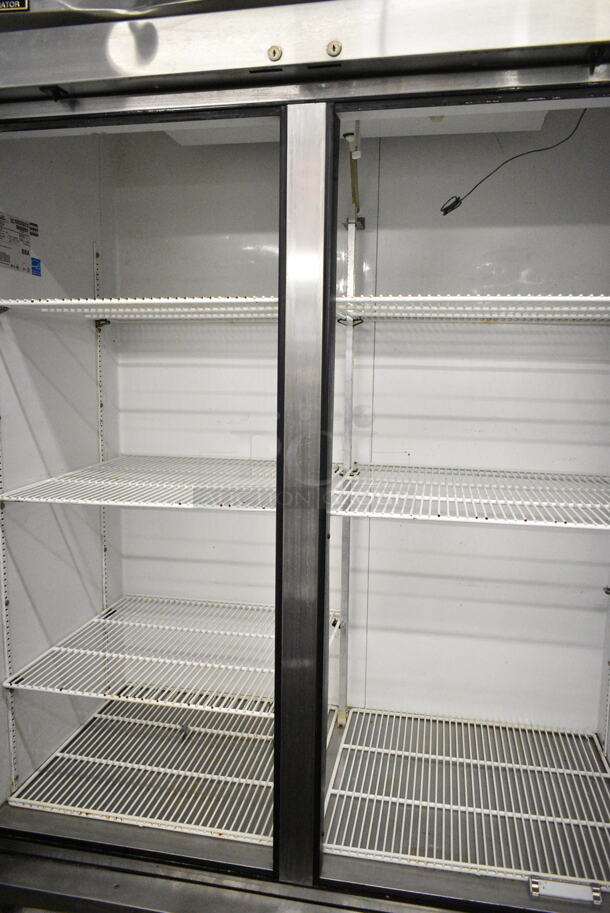 True T-49 ENERGY STAR Stainless Steel Commercial 2 Door Reach In Cooler w/ Poly Coated Racks on Commercial Casters. 115 Volts, 1 Phase. Tested and Working! - Image 2 of 6