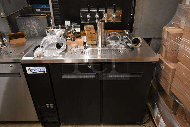BRAND NEW SCRATCH AND DENT! 2023 Avantco 178UDD48HC Double Tap Kegerator Beer Dispenser - Black, (2) 1/2 Keg Capacity. 115 Volts, 1 Phase. Tested and Working! - Image 2 of 11