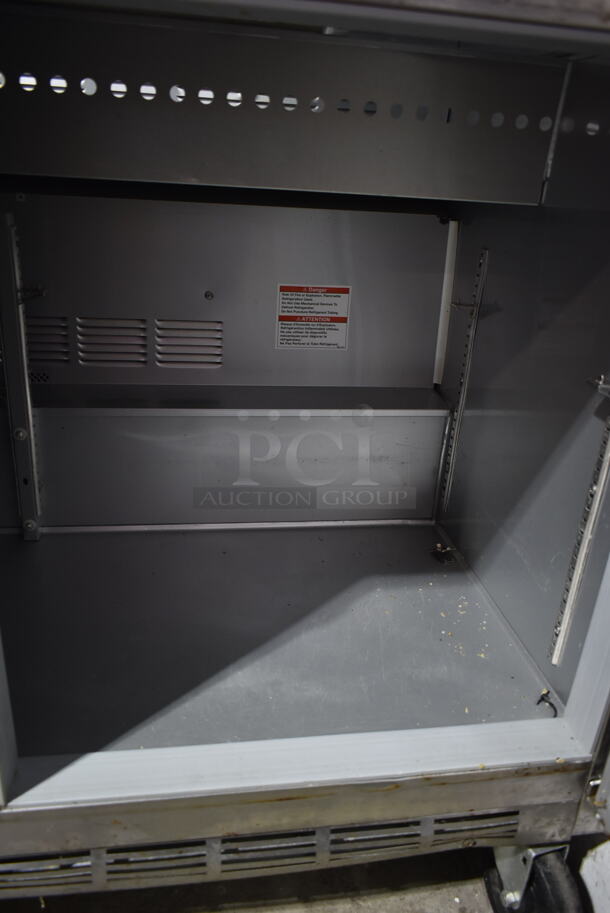 Beverage Air SPE48HC-10 Stainless Steel Commercial Sandwich Salad Prep Table Bain Marie Mega Top on Commercial Casters. 115 Volts, 1 Phase. Tested and Powers On But Does Not Get Cold - Image 5 of 7