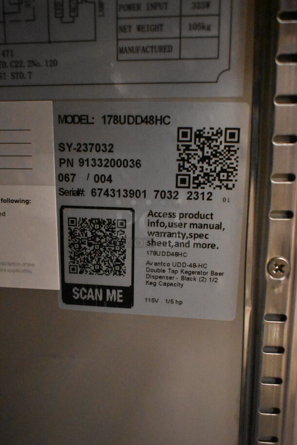 BRAND NEW SCRATCH AND DENT! 2023 Avantco 178UDD48HC Double Tap Kegerator Beer Dispenser - Black, (2) 1/2 Keg Capacity. 115 Volts, 1 Phase. Tested and Working! - Image 11 of 11