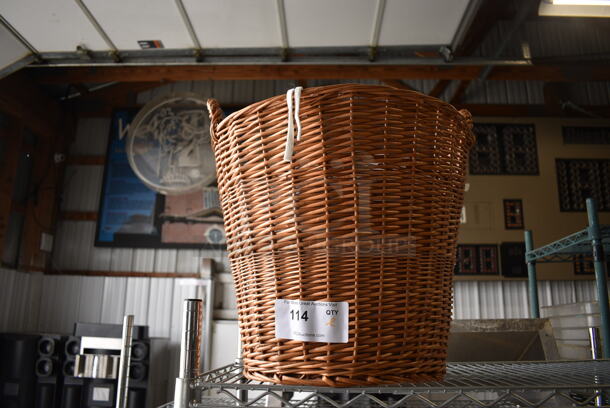 Wicker Basket w/ White Aprons. 17x17x18