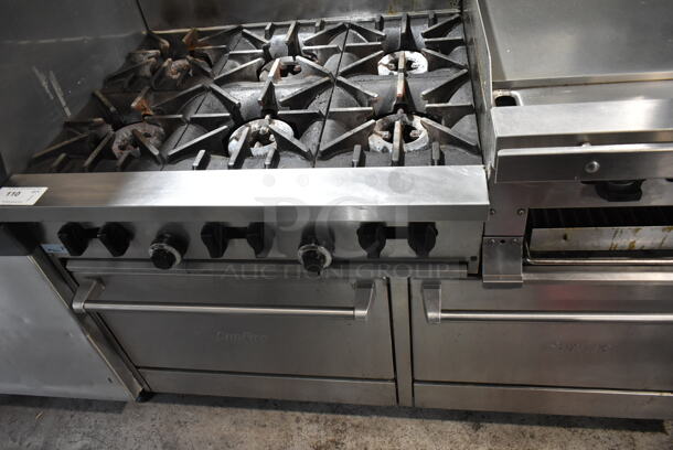Garland X60-6R24RR Stainless Steel Commercial Propane Gas Powered 6 Burner Range w/ Right Side Flat Top Griddle and 2 Ovens. - Image 4 of 11